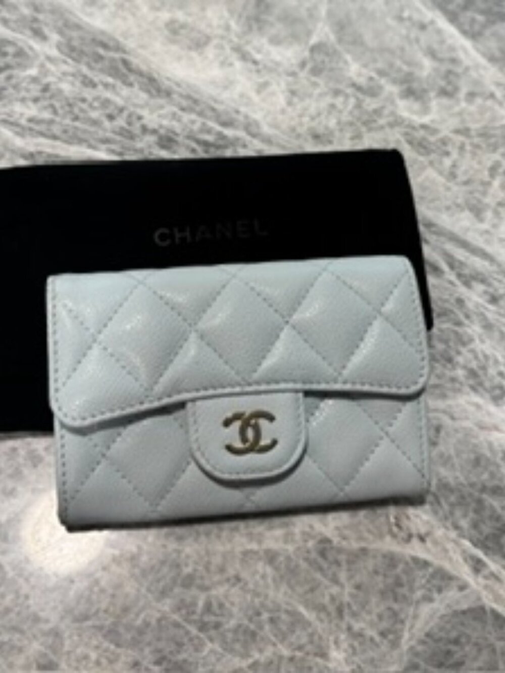 Authentic Pale Blue Chanel Card Holder